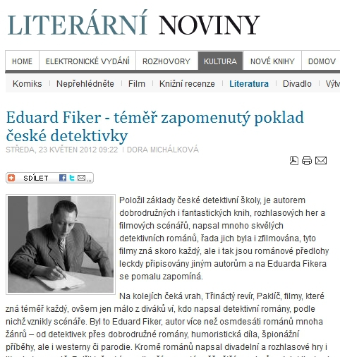 Eduard Fiker – téměř zapomenutý poklad české detektivky