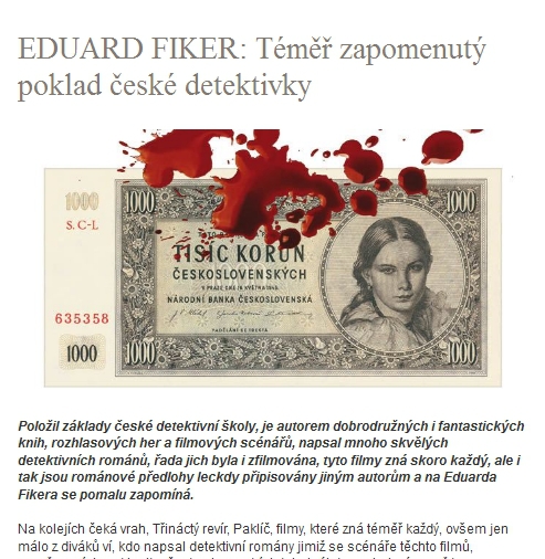 Eduard Fiker: Téměř zapomenutý poklad české detektivky